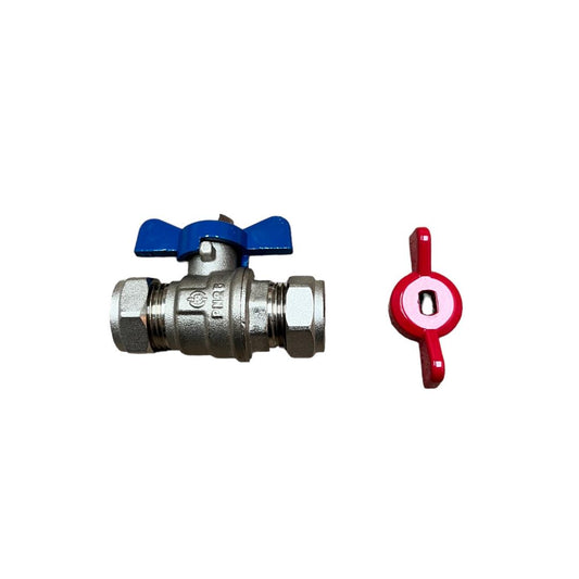 Full Bore Ball Valve red / blue butterfly handle